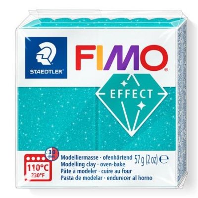 Gyurma, 57 g, égethető, FIMO "Effect", csillámos türkiz