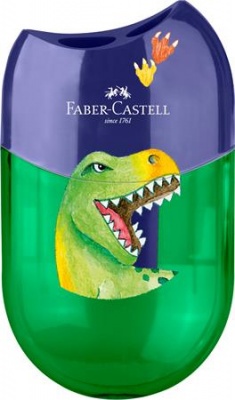 Hegyező display, kétlyukú, tartályos,  FABER-CASTELL, dinoszaurusz