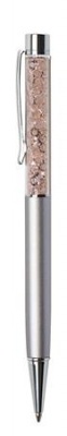 Golyóstoll, ezüst, felül arany SWAROVSKI® kristályokkal töltve 14 cm, ART CRYSTELLA®
