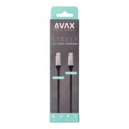 Töltőkábel, USB-C - USB-C, 60W, 1,5 m, AVAX "CB302G", acélszürke